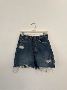 Amuse Society Dark Blue Distressed Denim Cutoff Shorts